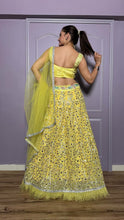 Yellow paper mirror work Lehenga