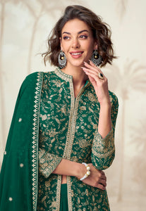 Elegant green Indo western lehenga