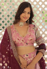 Viscose jacquard lehenga with 2D in light pink