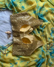 Yellow colourful saree (blouse stitched)