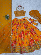 Yellow floral Lehenga with koti