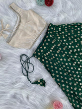 Kids green polka zari Indo western Lehenga (1 month - 6 years)