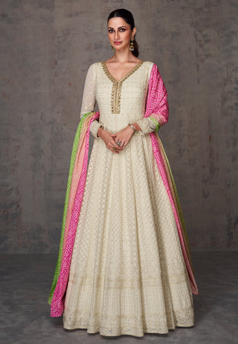 Janisha - readymade off white georgette anarkali