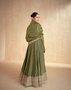Green silk anarkali