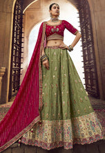 Green viscose Lehenga with gorgeous contrasting blouse