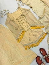 Gold palazzo crush with mirror work