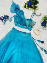 Calming blue organza silk readymade lehenga