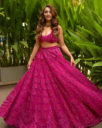 Dark pink Kasturi silk Lehenga