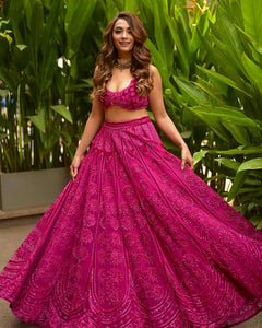 Dark pink Kasturi silk Lehenga