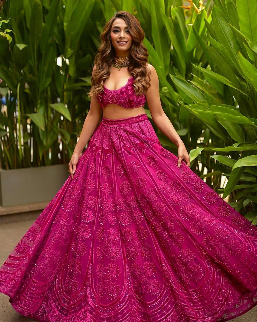 Dark pink Kasturi silk Lehenga
