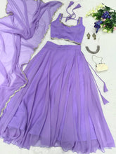Pure georgette lilac plain Lehenga