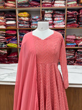Peach Kali pattern sequinned anarkali