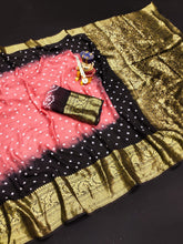 Bandhej silk saree with kanchipuram border