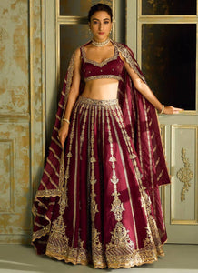 Maroon and gold Kasturi silk Lehenga