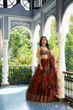 Floral shaded organza silk lehenga in brown
