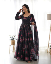 Black organza anarkali set