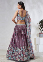 Purple floral and georgette Lehenga