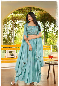Boutique collection - iron blue Lehenga with cape (Indo western style)