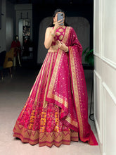 Pink banarasi silk lehenga (skirt stitched)
