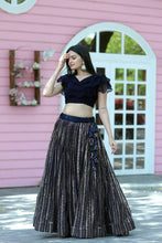 Indo western black and gold Lehenga readymade