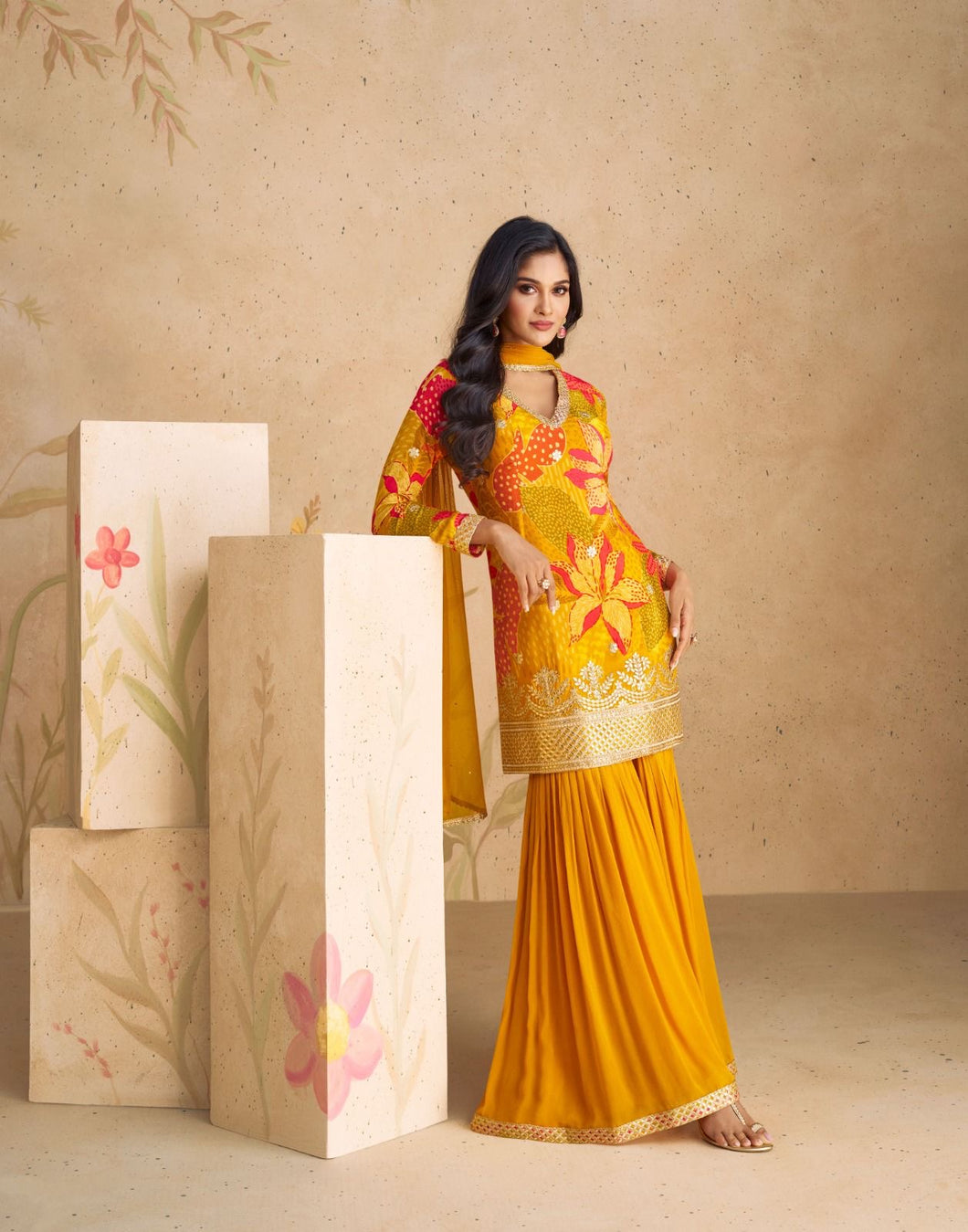 Janisha floral shararas - readymade