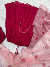 Maroon chinon anarkali readymade