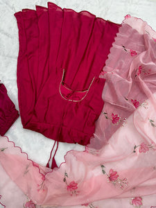 Maroon chinon anarkali readymade