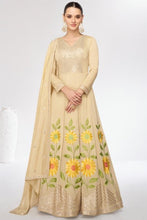 Off white floral embroidered anarkali readymade