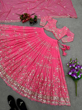 Pink georgette sequins work Lehenga