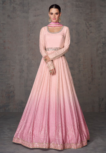 Janisha readymade - peach and pink ombre anarkali