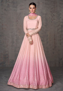 Janisha readymade - peach and pink ombre anarkali