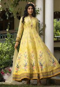 Dola silk jacquard pastel yellow gown