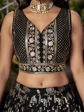 Dola silk jacquard Lehenga in black