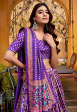 Tussar silk iconic sparkle Lehenga in purple