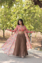 Beige georgette readymade Lehenga with shrug
