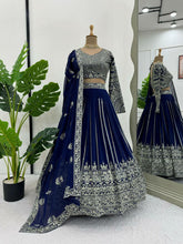 Navy blue sequins and thread Lehenga