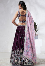 Burgundy Lehenga with floral dupatta