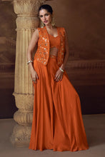 Burnt orange palazzo set with short mirror jacket