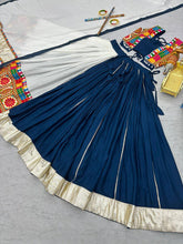 Blue and white panel gamthi embroidered Lehenga