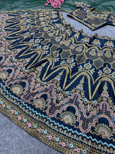 Dark green satin silk Lehenga