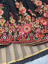 Black floral and sequins partywear lehenga