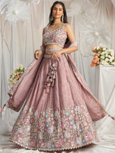 Pink rosegold chiffon sequinned Lehenga