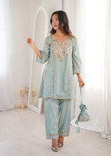 Baby blue mirror work co ord set (FREE BAG)