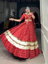 Red pure rayon gota Patti Lehenga readymade