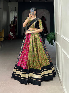 Dola silk and pure cotton multicoloured readymade Lehenga