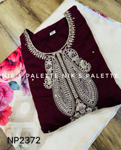 Niks collection - wine silk anarkali with floral dupatta (plus sizes too)