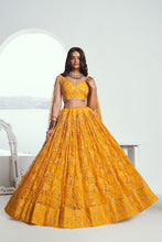 Yellow butterfly net Lehenga