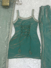 Fendy silk strappy sea green palazzo set