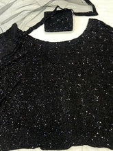 Black velvet sequinned Lehenga