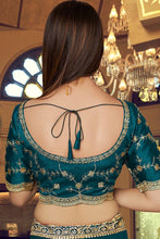 Royal collection - lino silk and satin ruffle style lehenga in emerald green